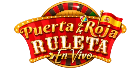 Logo de Ruleta Puerta Roja En Vivo con el cilindro, la llave dorada y la bandera de España